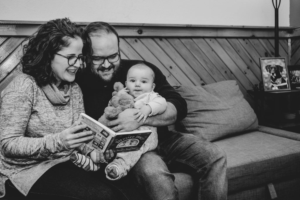 family reads a book together, lifestyle session 