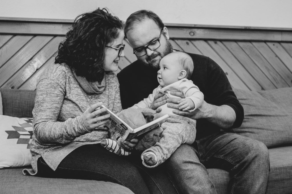 family reads a book together, lifestyle session 